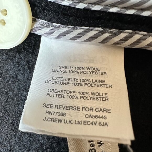 J. Crew Double Breasted Boiled Wool Black Cropped Boxy Jacket Size X-Small - Picture 6 of 7